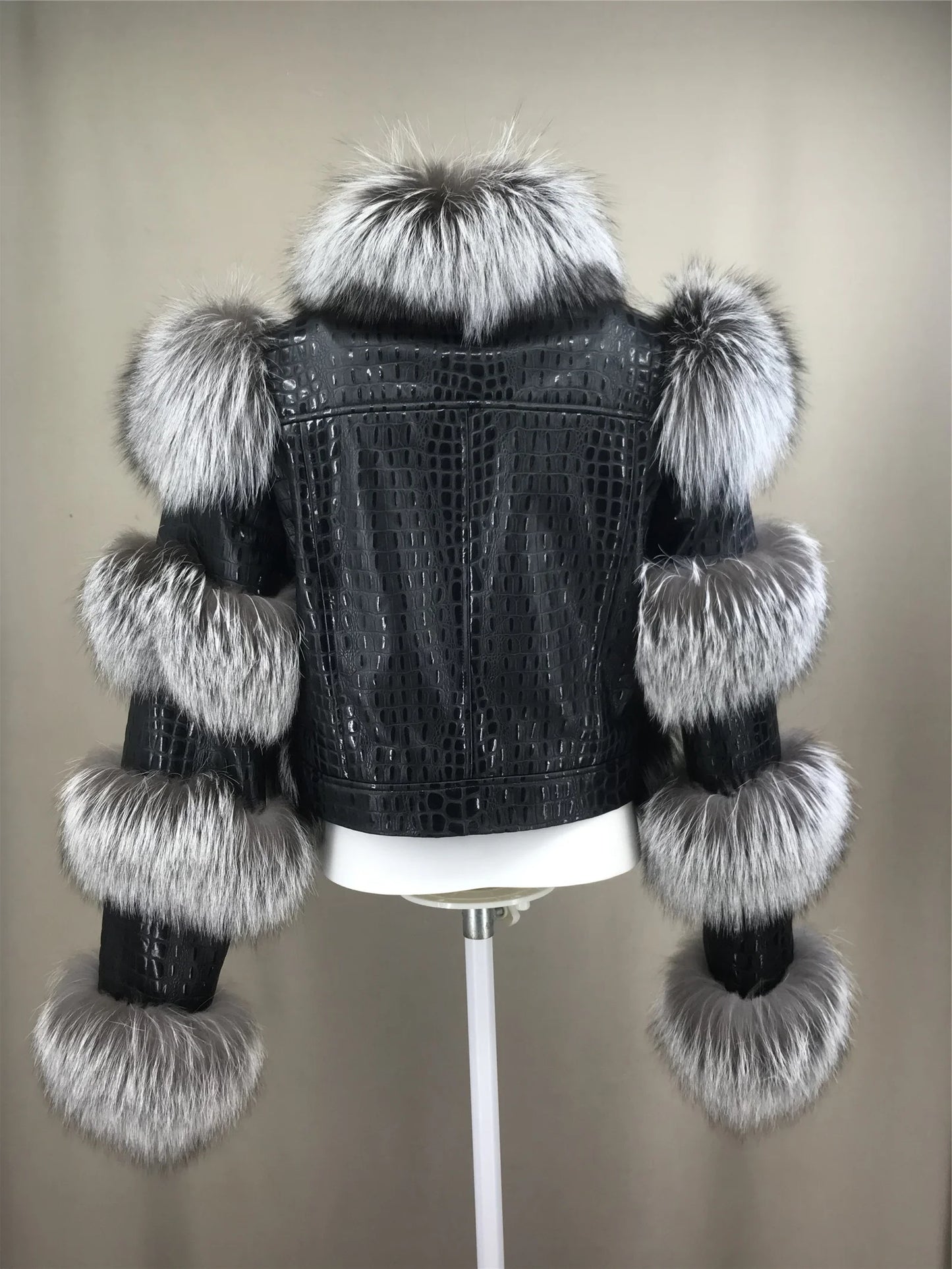 Leather with Fox Fur Coat