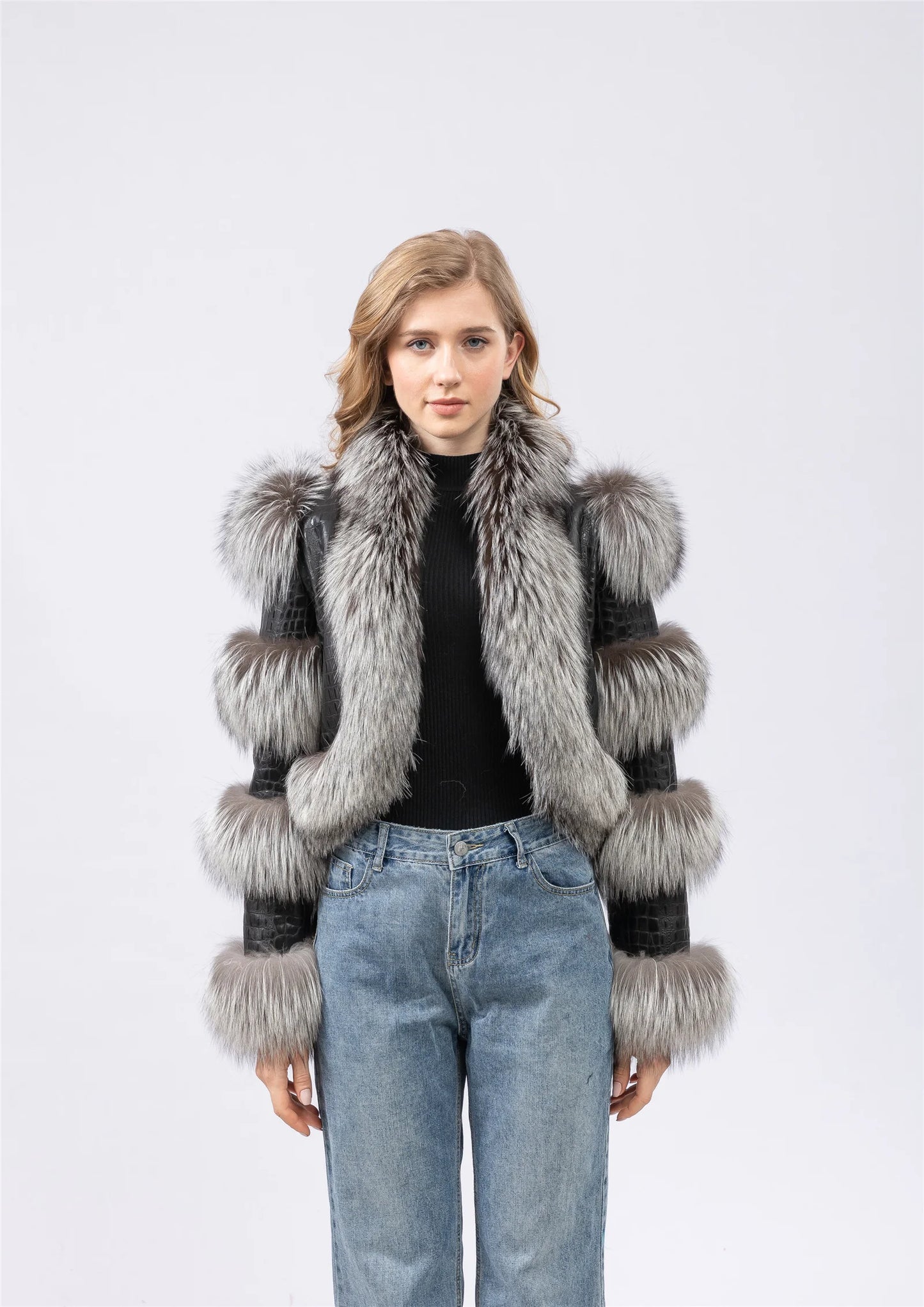 Leather with Fox Fur Coat