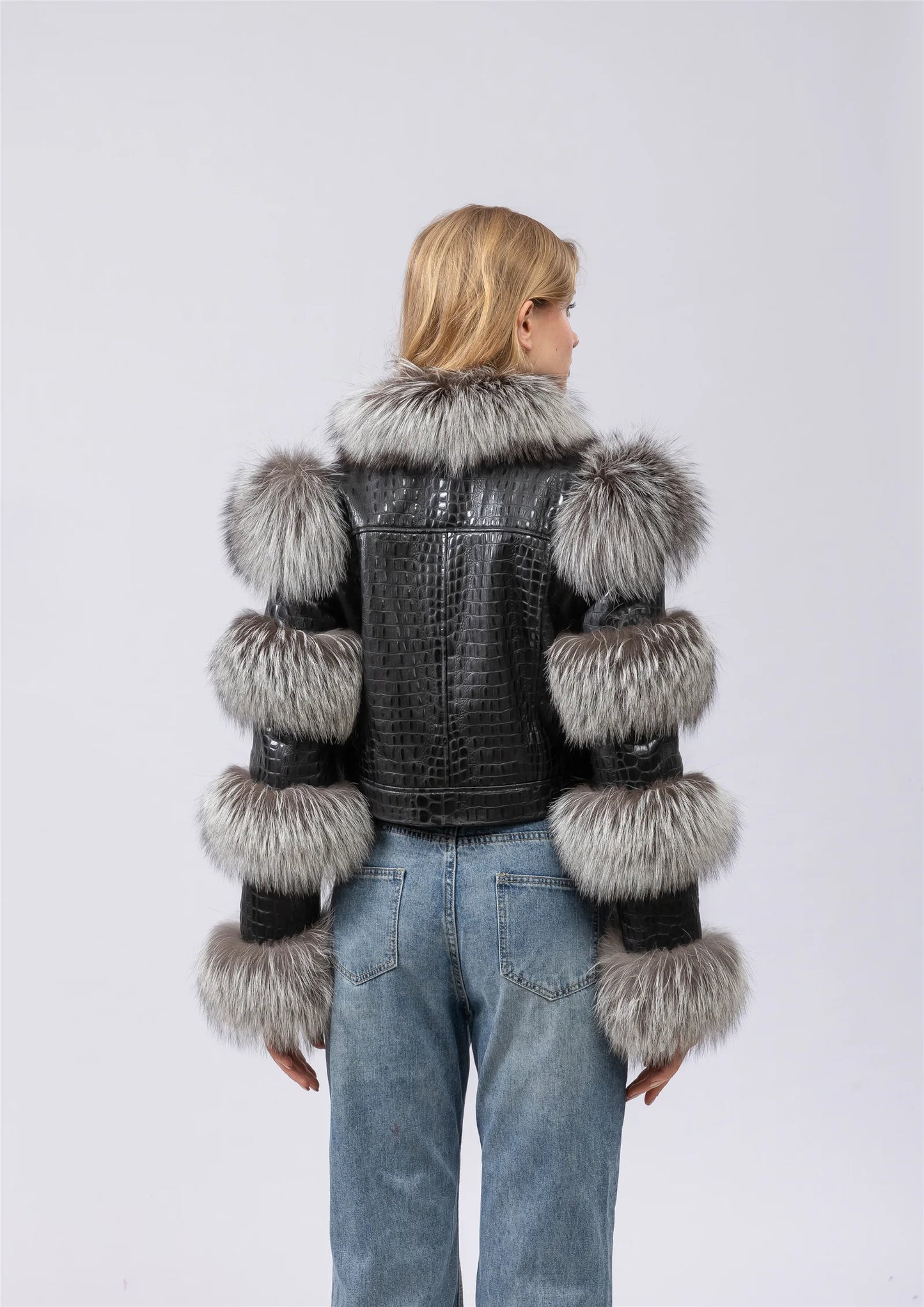 Leather with Fox Fur Coat